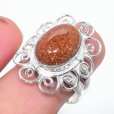 Orange Sunstone Gemstone 925 Sterling Silver Jewelry All Size Ring For Gift