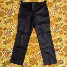 90s Black Leather Pants Straight Leg Slimming Vintage Womens Kenneth Cole Size 1