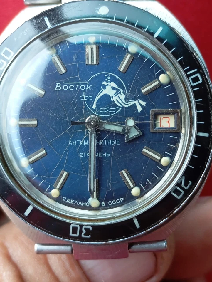 Reloj Pulsera Vintage Anfibio Vostok Soviético URSS Buzo Mecánico 200m Mili Foto 2 de 4