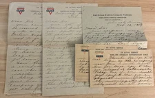 WWI AEf letter lot 42nd M.P. Co Germany, sewing on Rainbow patch, check passes .