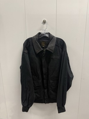 Cockpit XL Type A-2 Black Cotton Canvas Jacket w Leather Collar Aviator Pilot