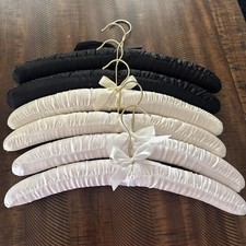 Set of 6 Satin Padded Clothes Hangers Lingerie Gold Chrome Hangers 15.5"