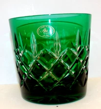 Ajka Arabella Emerald Green Cut to Clear Double Old Fashioned Glass 3 3/4”
