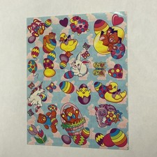 Vintage Lisa Frank Sticker Sheet S137 Easter Markie Bear Chick