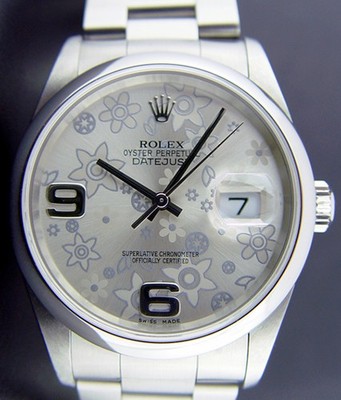 Rolex Datejust 36mm Steel Silver Floral 16200 Oyster - Pre-owned