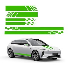 6PCS Car Hood  Body Side Stickers, Racing Sport Vinyl Decal, Style 1 Green