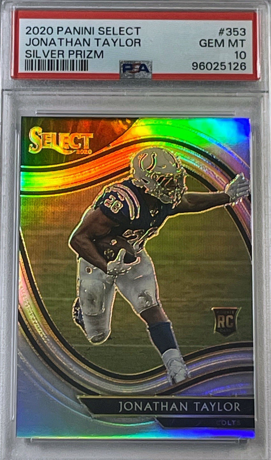 2020 Jonathan Taylor Panini Select Rookie Silver Prizm Rookie RC PSA 10