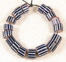 18 Old Antique Venetian Dark Blue Four Layer CHEVRON Glass African Trade Beads