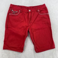 Rock Revival Red Denim Embellished Logo Short...