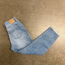 Hollister Ultra High-Rise Mom Jeans Light Wash Blue Raw Hem Size 4S W27S