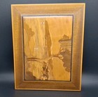 Mid-Century Wooden Inlay Marquetry Art Italian Ocean/Town Landscape. Wall Art — photo 2