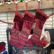 Dillards TRIMMINGS Victorian ELF TOE CHRISTMAS STOCKING Satin Tassels 21"