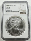 1998 $1 American Eagle NGC MS69 1 oz Silver .999 Fine Bullion Coin