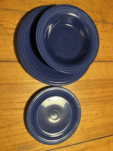 Fiestaware Blue Dinner, Salad Plate & 7” Cereal Bowl Retired Fiestaware
