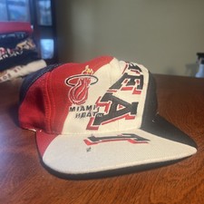 Vtg 90s Miami Heat Drew Pearson Swirl Bolt Snapback Hat Cap NBA