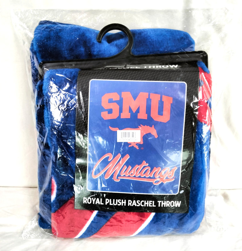 SMU Mustangs Royal Plush Rachel Throw New In Wrapping!!!