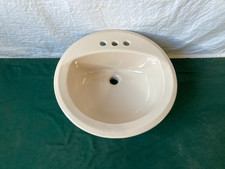 Vtg Light Tan Blush 19" Self Rimming Drop In Bathroom Sink NOS 285-25E