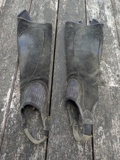 OVATION GENUINE LEATHER STRETCH RIB Black Half CHAPS in Women's MEDIUM