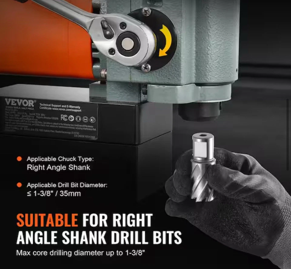 Taladro Prensa Magnética VEVOR 1300W Taladro Mag Bajo Perfil Ligero Portátil Foto 4 de 4