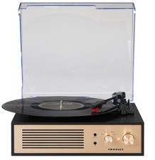 Crosley CR6045A-BK Miles 3-Speed Bluetooth in/Out Record Player Turntable wit...
