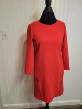 J.Crew RED Double Zip Shift Dress Gold Zippers Women's Size 4 Valentines NWT