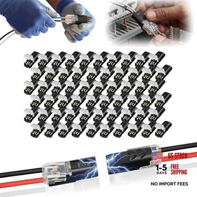 60Pcs Double Wire Plug in Connector with Locking Buckle, Flame Retardant
