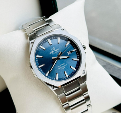 #ad #ad Casio Edifice EFR S108D 2A Slim Sapphire Glass Blue Dial Octagon Men#x27;s Watch New $139.00