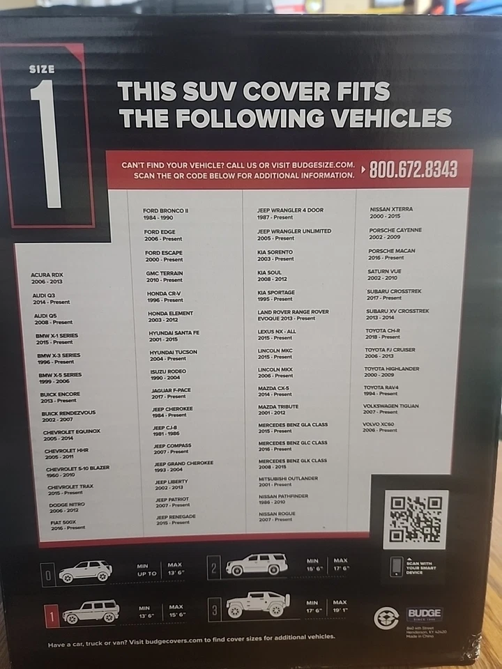 Cubierta básica SUV Budge UB-1 Budge gris Lite nueva en caja Foto 4 de 4