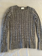 St Johns Bay Boys Size M Gray Knit Long Sleeve Dressy Crew Cable Neck Sweater