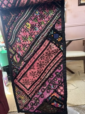 Industal Wandteppich Wand o Tischläufer Vintage Patchwork Handarbeit Stickerei 