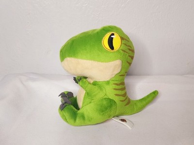 Green Velociraptor Dinosaur Plush - Striped Raptor Stuffed Animal - Chibi Style