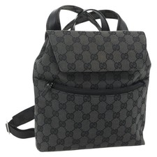 GUCCI GG Canvas Backpack Black Silver 003 0242 Auth 179459