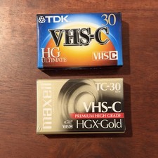 New Lot of 2 Maxwell HGX-Gold TDK VHS-C HG Ultimate TC-30HG Camcorder Cassettes