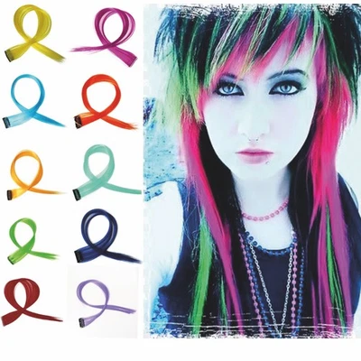 CAISHA 5 Teile 60cm Bunte Strähne Clip in Extension Haarverlängerung Haarteil