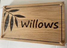 SOLID OAK BLOCK CUSTOM ENGRAVED SIGN PLAQUE PREMIUM OAK HOUSE NAME WALL SIGNAGE
