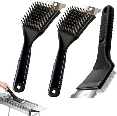 3er-Set Grillbürsten: 3-in-1 BBQ-Reinigungsbürste mit extra langem Griff