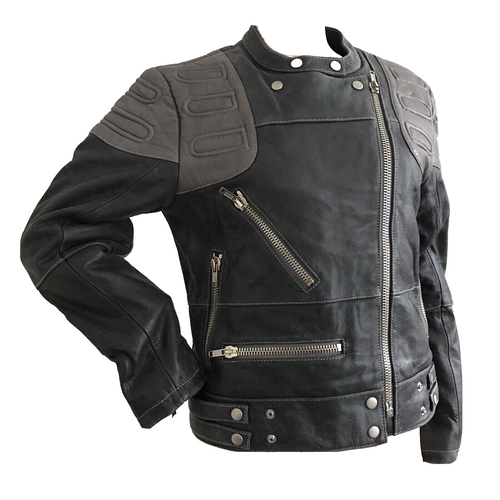 TOPSHOP UNIQUE RARE GREY LEATHER MOTO BIKER JACKET S/M UK 8-14 EU 36-42 NEW £350 - Picture 5 of 12