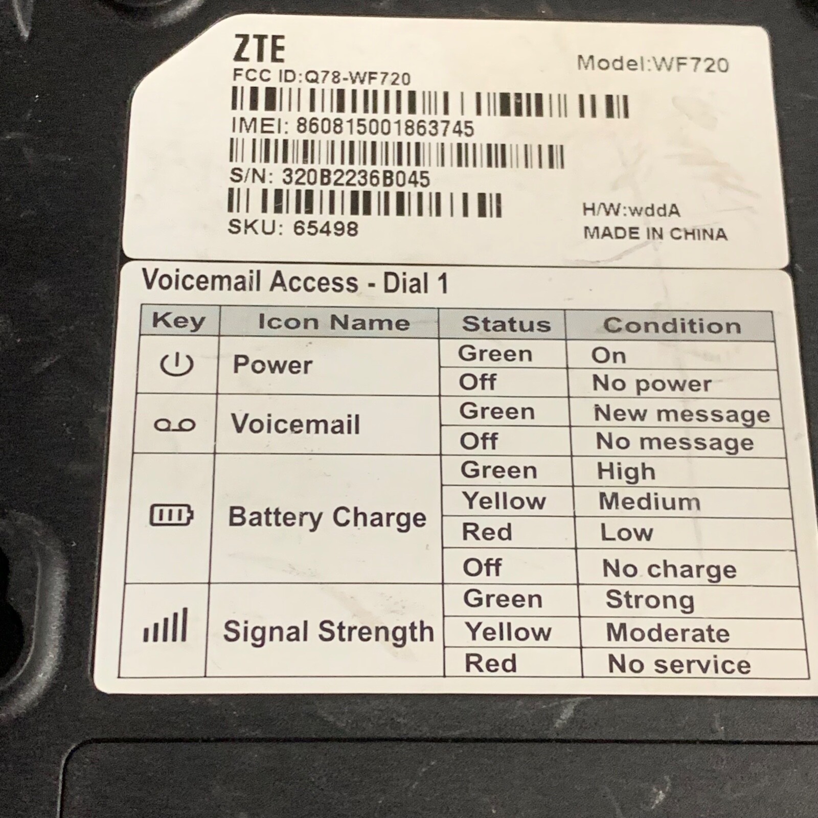 AT&T ZTE WF720 Wireless Home Phone Base Untested eBay