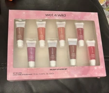 Wet N Wild Holiday Lip Gloss Set w/ 8 Wild Shine Lip Gloss Balms 0.34oz Ea NEW