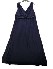 NY Collection Plus Size Solid Ity V-nk sleeveless Dress with Ruchin SZ 2X D120