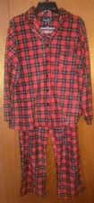 NEW René Rofé Sleepwear Women Fleece Pajama Set Red Green Black Plaid Size M/L