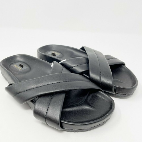 ALFANI Women's Black Faux Leather Slide Slip-On Slipper Flat Sandals XL 11  - 12 | eBay