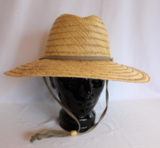 COLONIAL REENACTORS/THEATER REPLICA WIDE BRIM STRAW HAT w/CHIN STRAP