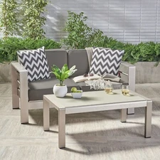 Cybele Doris Outdoor Aluminum Loveseat and Coffee Table Set