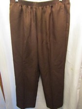 WOMENS ALFRED DUNNER STRETCH WAIST BROWN PANTS SIZE 12 INSEAM 28" WAIST FLAT 16"