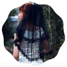 Yokawe Women s Bridal Wedding Veil 2 Tier Lace Applique Edge Bride Veils w