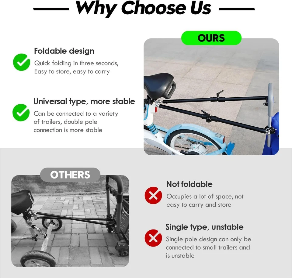 Bike Trailer Hitch Connector, Universal Portable Folding Bicycle Trailer - Image 4 of 4