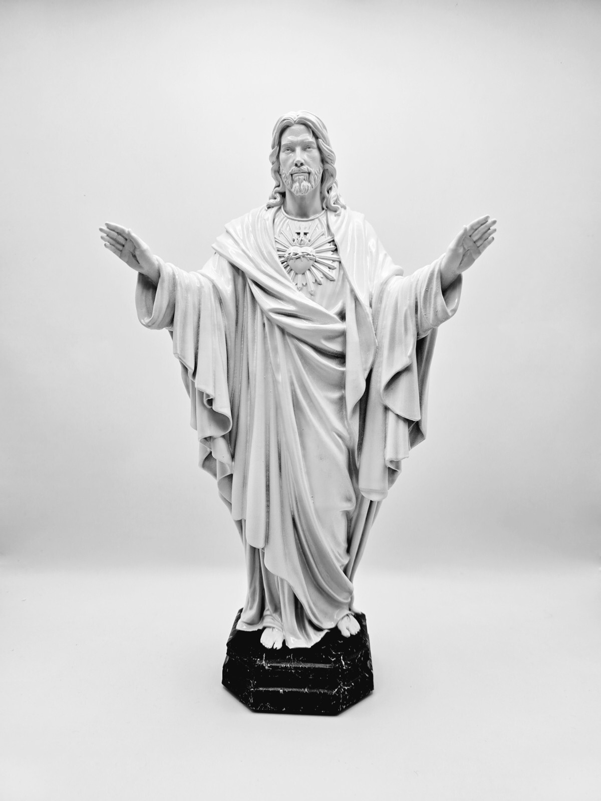 Jesus Resurrected Heart Gospel Art Sculpture 12.5 inches tall