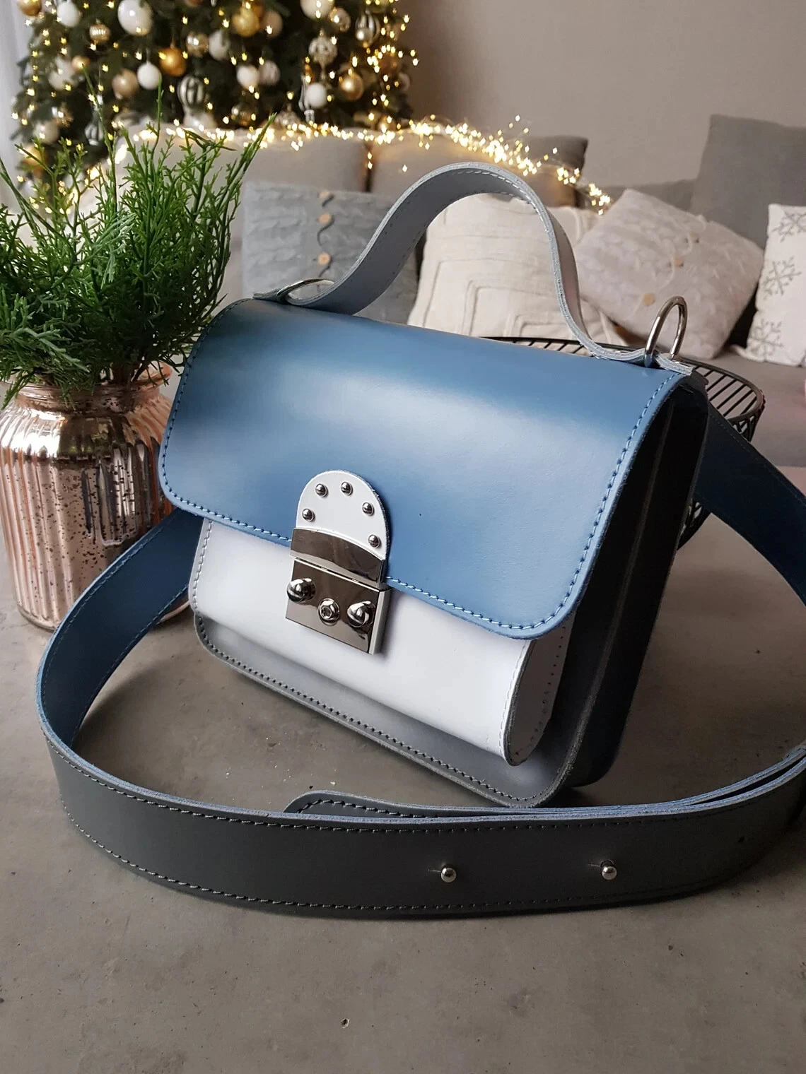 COACH Borsa a mano donna tracolla pelle multicolore turchese nera bianca tracolla