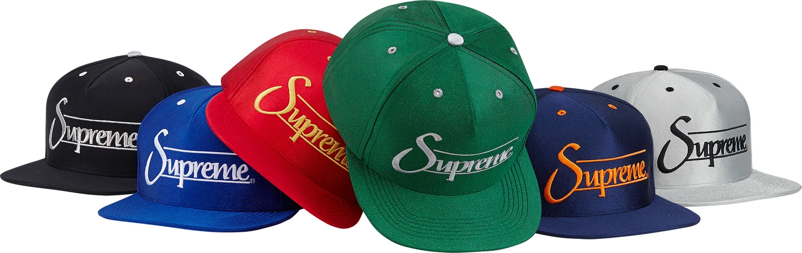 Casquette noire Supreme Team Logo 5 panneaux OS S/S 14